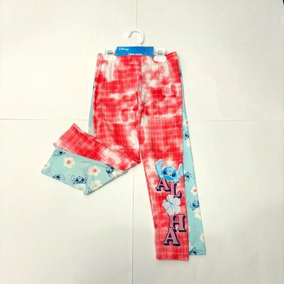 Disney Stitch Twin Pack Leggings for girls Sizes 6 - Picture 1 of 13